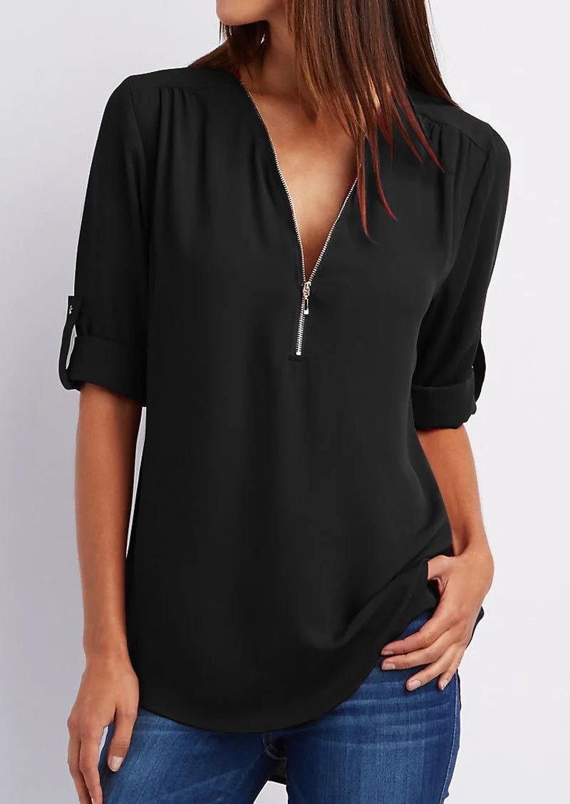 SARAH | Elegant V-Neck Blouse