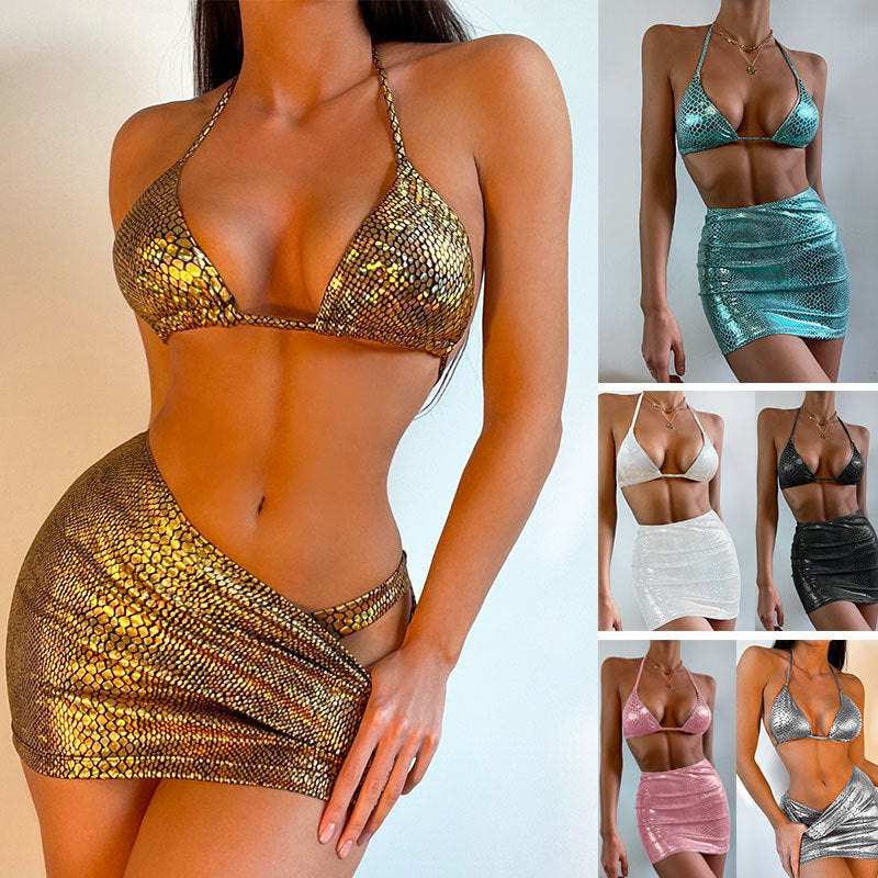 PHOEBE | Trendy 3-Piece Snake Print Swimwear