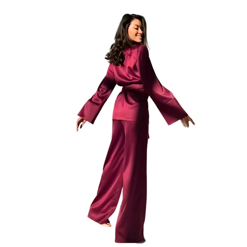 Elegant Satin Robe Pajama Set