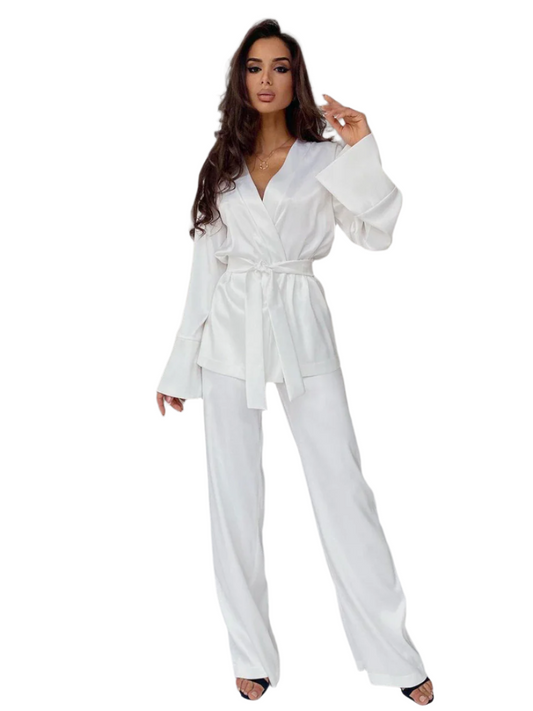 Elegant Satin Robe Pajama Set