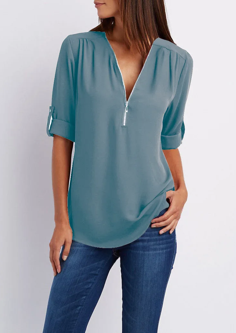 SARAH | Elegant V-Neck Blouse