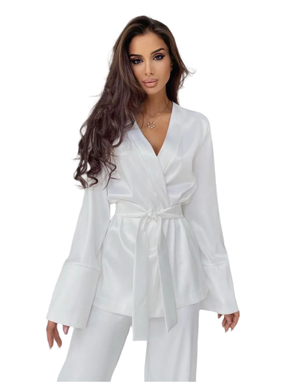 Elegant Satin Robe Pajama Set