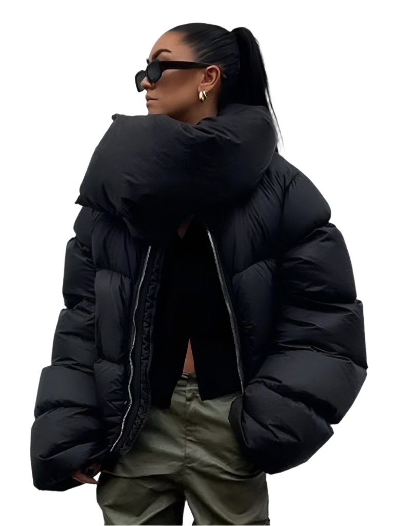 Bubble Puffer Jacket with Shawl Collar