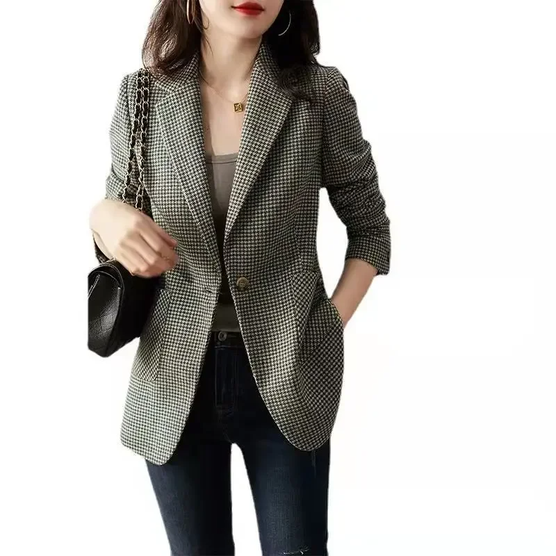 Women's Skinny Plaid Blazer