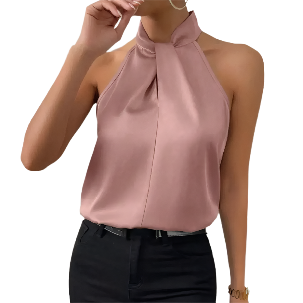 Elegant Satin Halter Tank Blouse