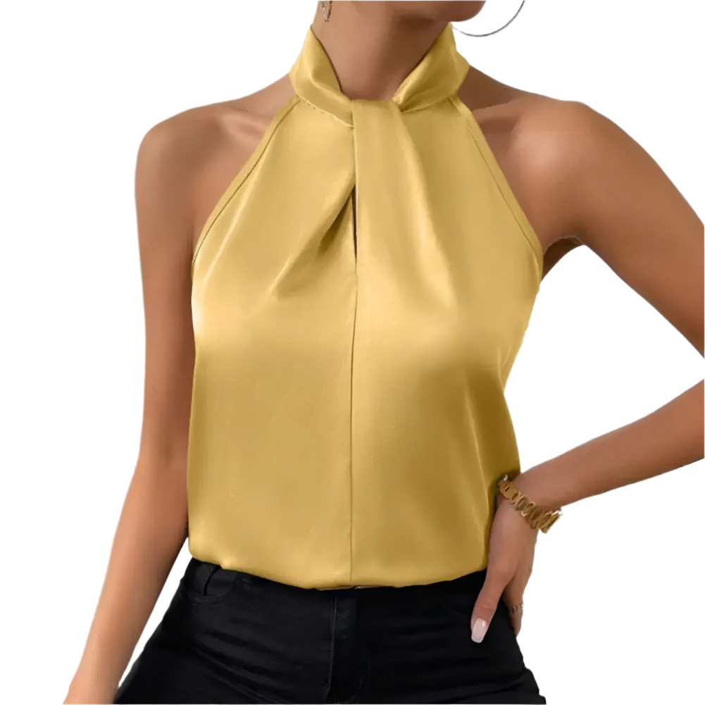 Elegant Satin Halter Tank Blouse