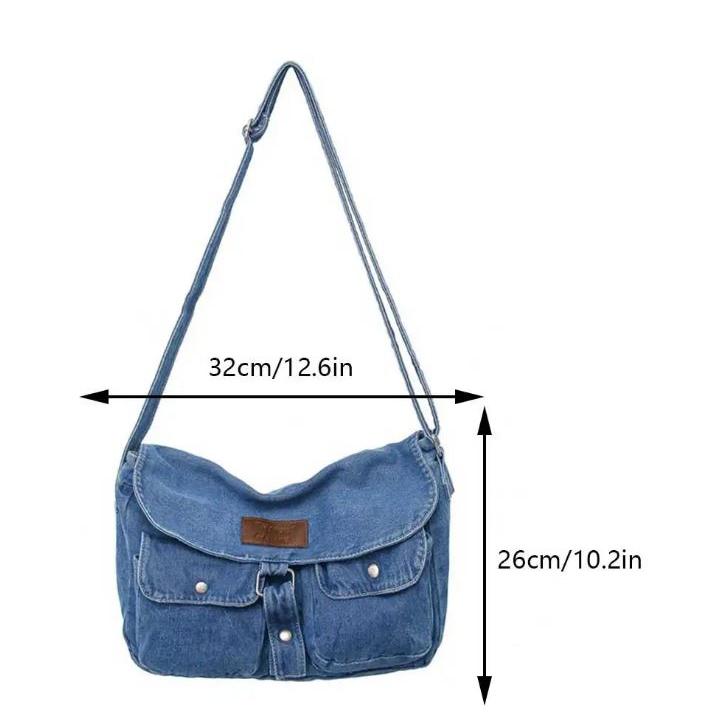 Abby | Spacious Multi-pocket Trendy Denim Crossbody Messenger Bag